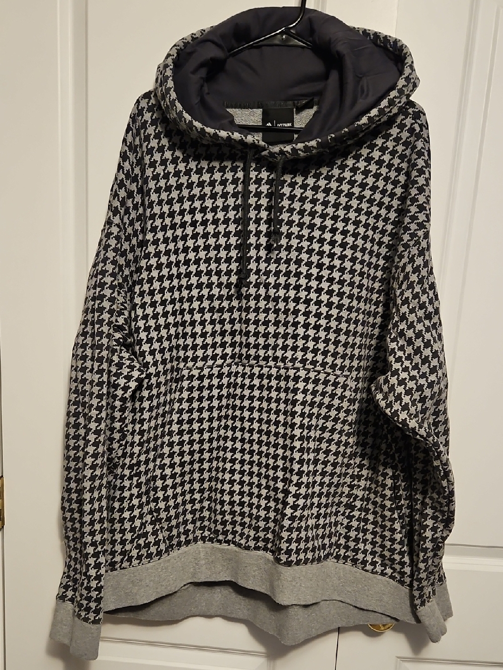 Adidas Ivy Park Black & Grey Houndstooth Hoodie Sz 3x